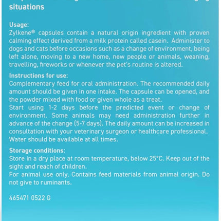Vetoquinol Zylkene Supplement for Cats and Dogs 75mg Vetoquinol