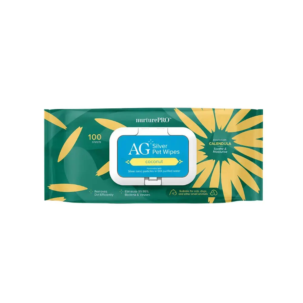 NurturePro AG+ Silver Pet Wet Wipes 100 Sheets NurturePro