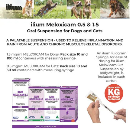 Ilium Meloxicam Suspension 0.5 for Cats 10ml Troy Laboratory
