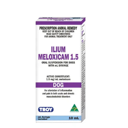 Ilium Meloxicam Suspension 1.5 for Dogs 10ml Troy Laboratory
