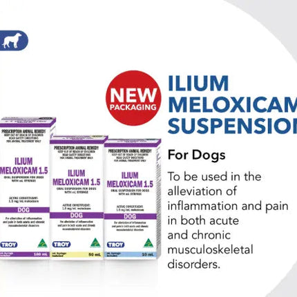 Ilium Meloxicam Suspension 1.5 for Dogs 10ml Troy Laboratory