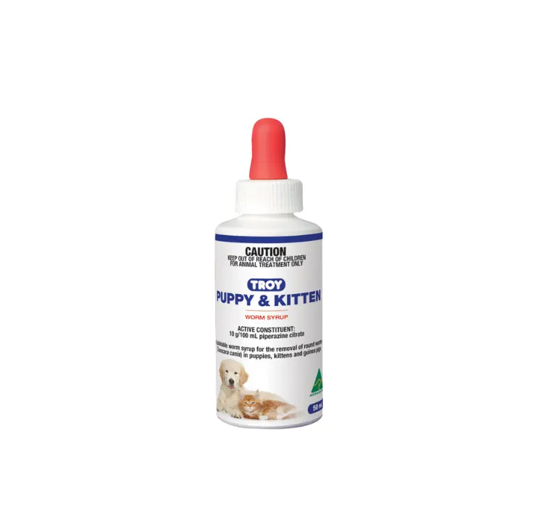 Troy Puppy and Kitten Worm Syrup 50ml Troy Laboratory